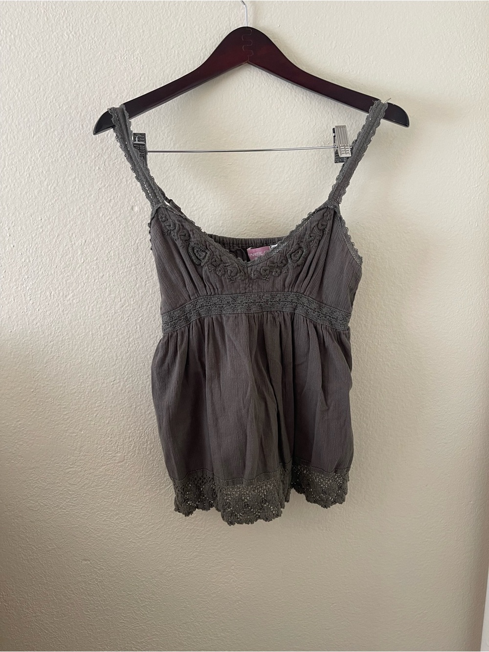 O'Neill Green Crochet-Trim Camisole